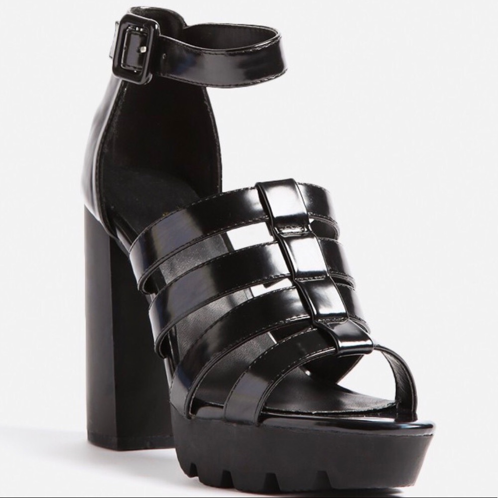 Platform Patent gladiator lug sole heels - Picture 5 of 8